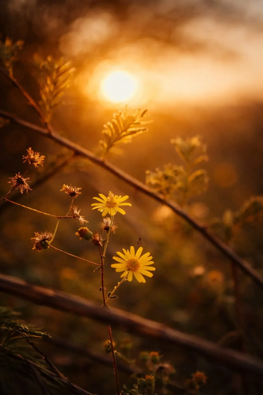 Daisies, on fire